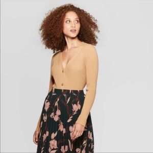 NWOT a new day Camel Ribbed Button Front Cardigan